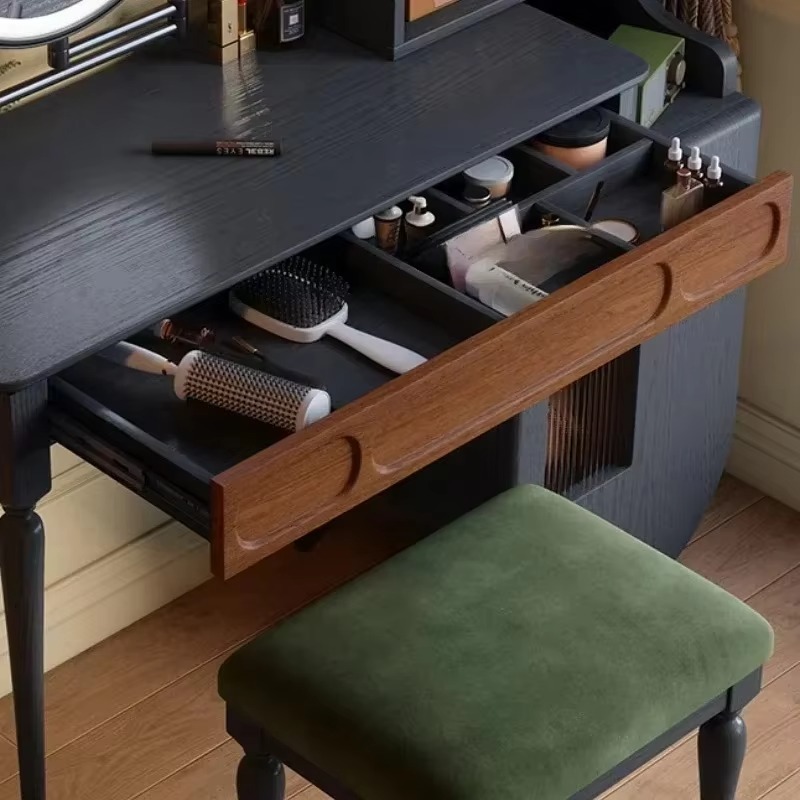 Italian Black Vanity Table Dra - đánh giá và giá Beauty Makeup Vanity Set